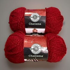 Vintage Loops & Threads Charisma Yarn (Lot of 2) Red 10 - 109 Yds / 3.5 oz